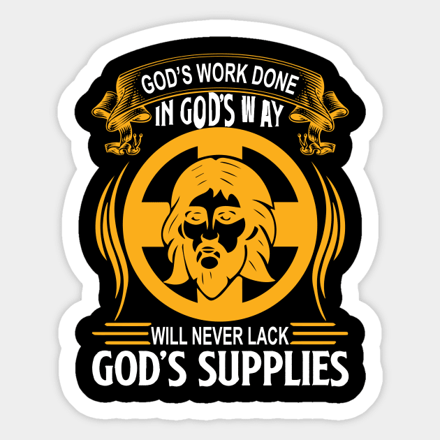 God's Work Done In God's Way Sticker by SybaDesign